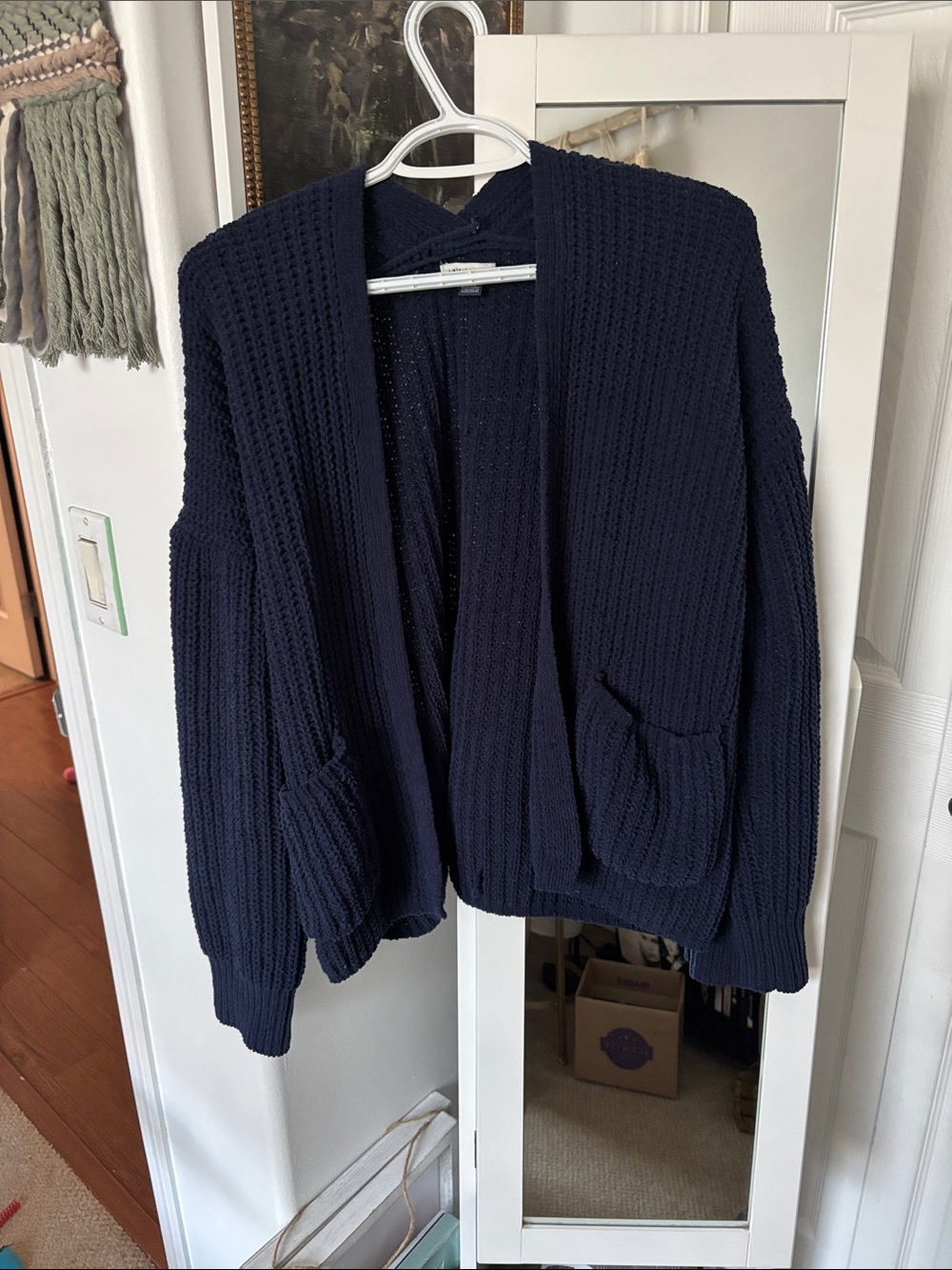 American Eagle Outfitters Navy Chunky Open-Front Cardigan